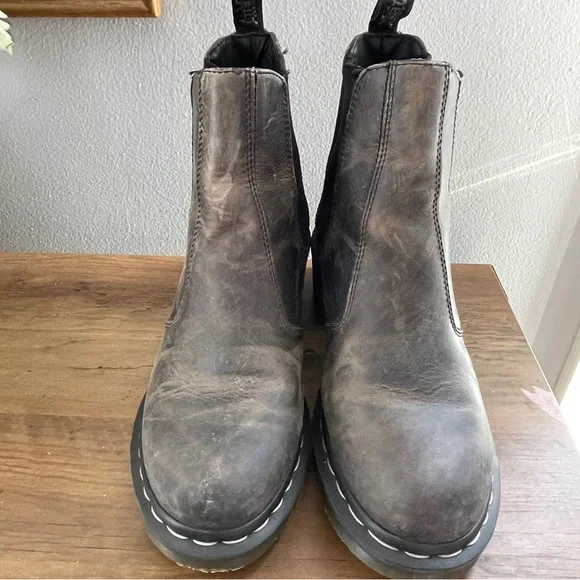 Dr. Martens Distressed Brown Ankle Boots - Picture 7 of 10